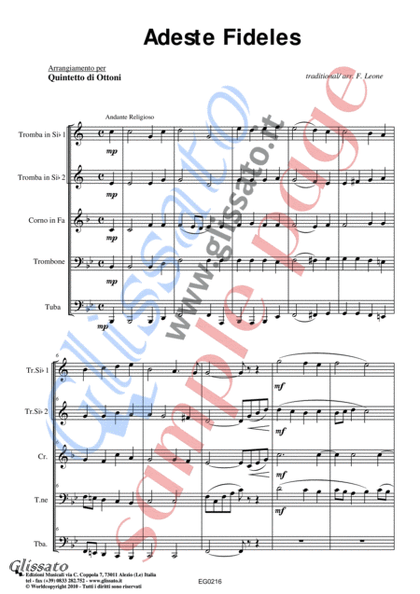 Stelle di Natale (Christmas stars) 6 tunes for Brass Quintet (score & parts) image number null