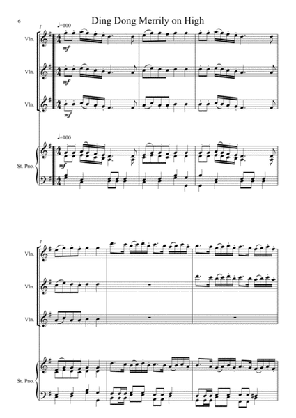 Three Christmas Carols (Violin Trio+Piano) image number null