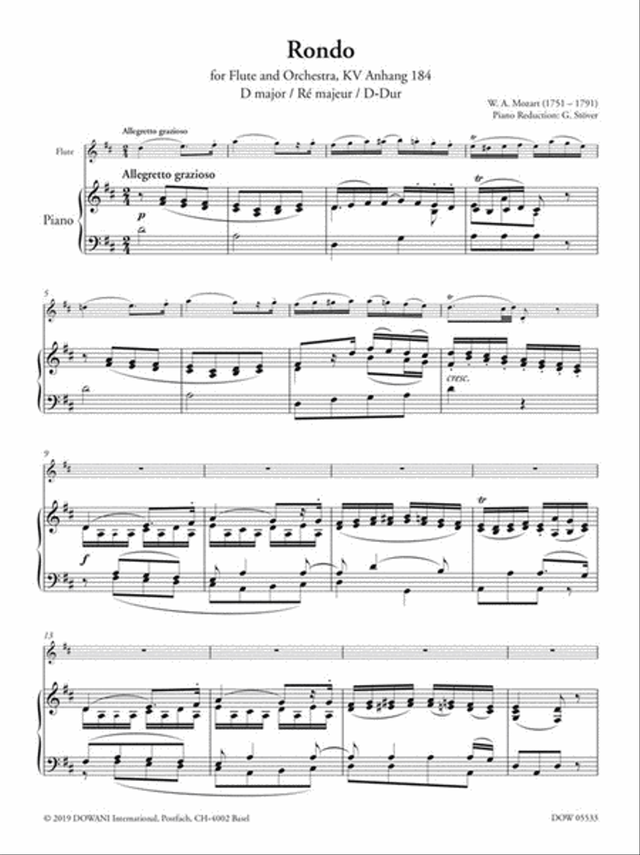 Rondo KV Anh. 184, Andante KV 315 Flute Solo scores gallery preview page 3