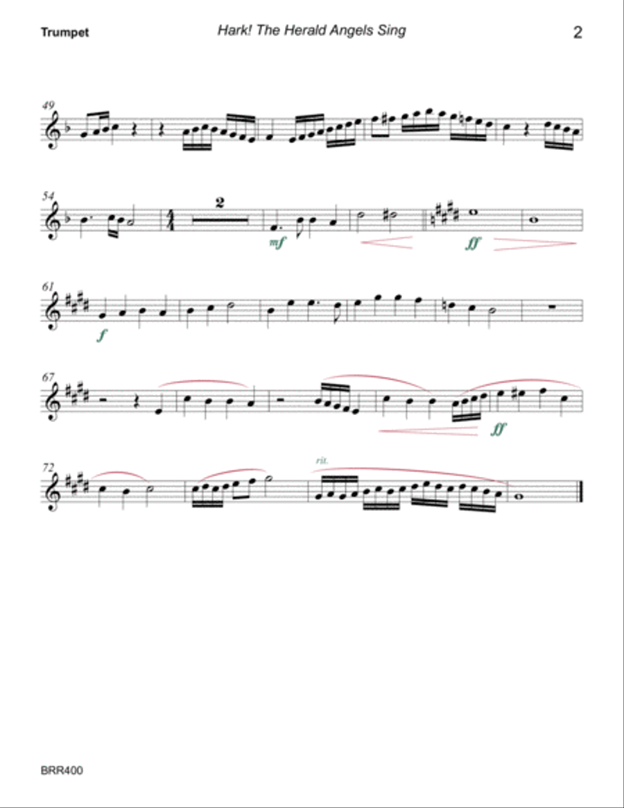 HARK THE HERALD ANGELS SING - BRASS QUARTET (unaccompanied) Brass Quartet scores gallery preview page 6