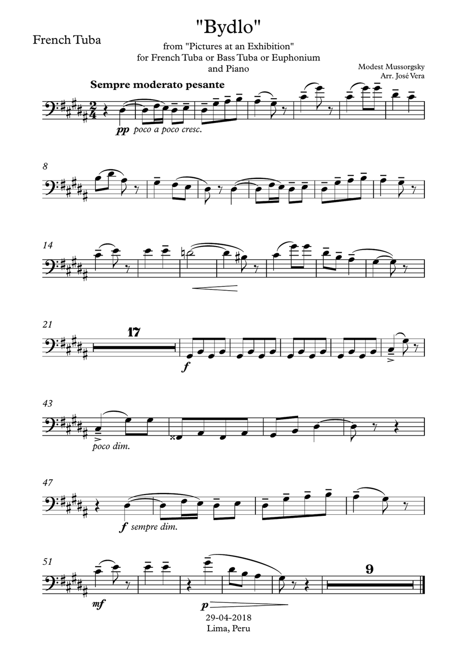 Bydlo for French Tuba and Piano image number null