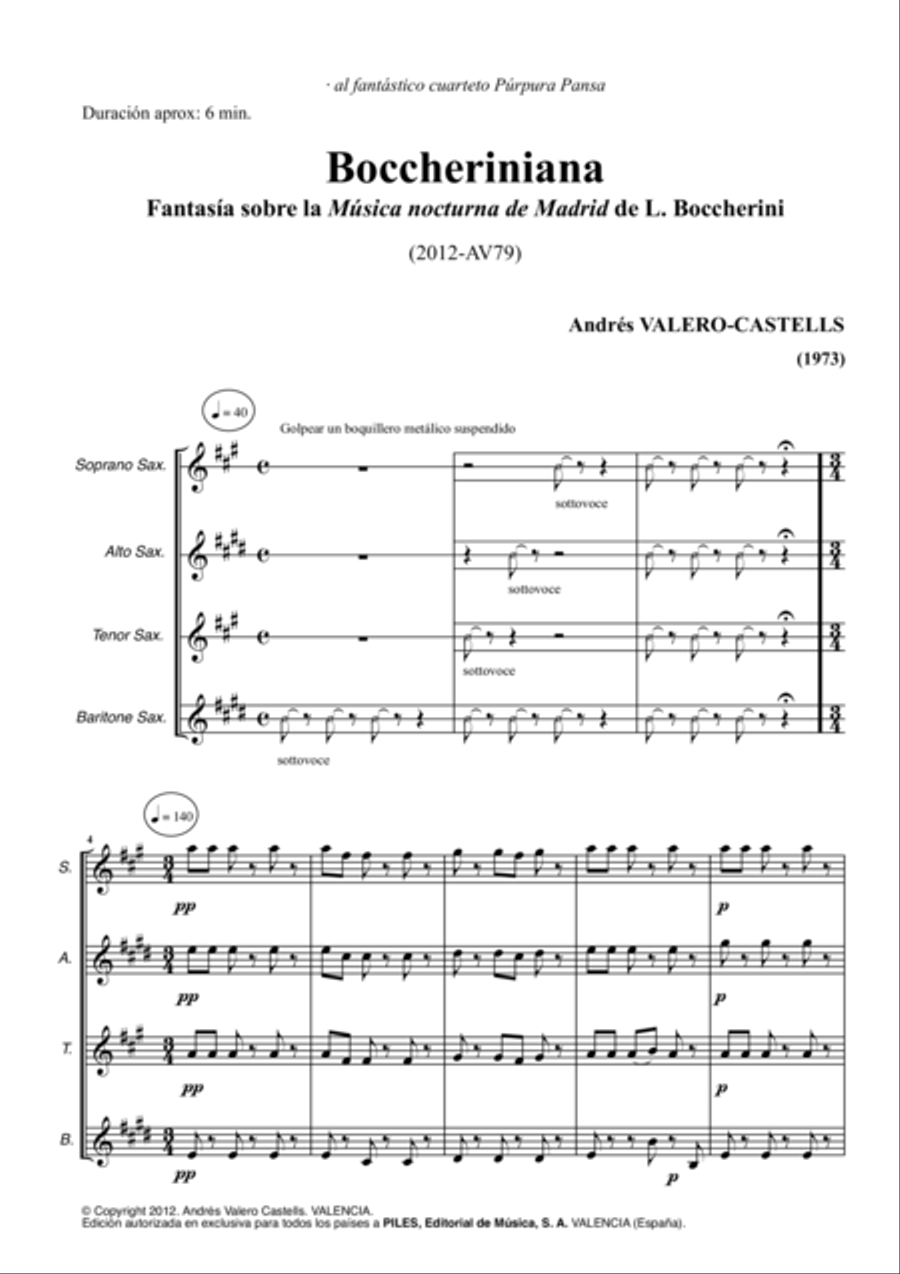 Boccheriniana Boccheriniana Saxophone Quartet scores gallery preview page 2