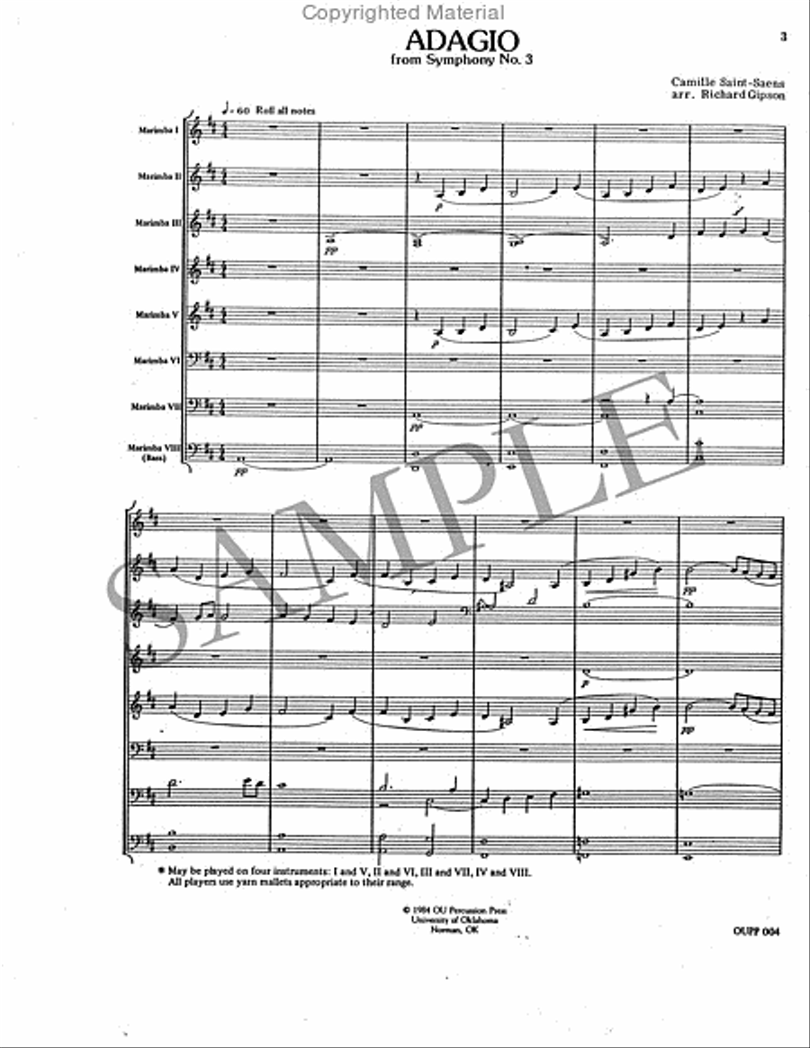 Adagio from Symphony No. 3 Percussion Ensemble scores gallery preview page 2