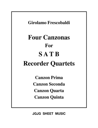 Book cover for Four Frescobaldi Canzonas for SATB Recorder Quartet