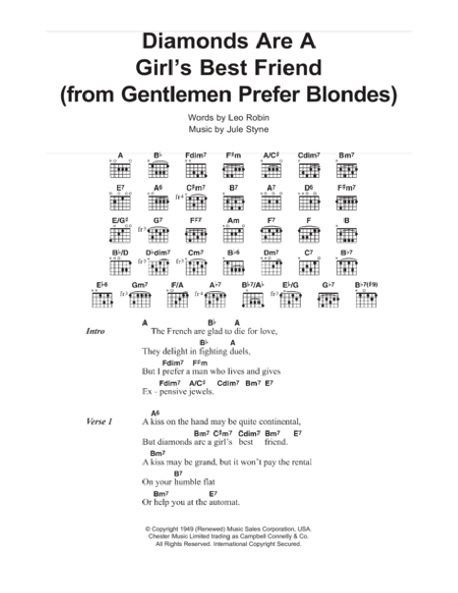 Diamonds Are A Girl's Best Friend (from Gentlemen Prefer Blondes) Acoustic Guitar scores gallery preview page 1