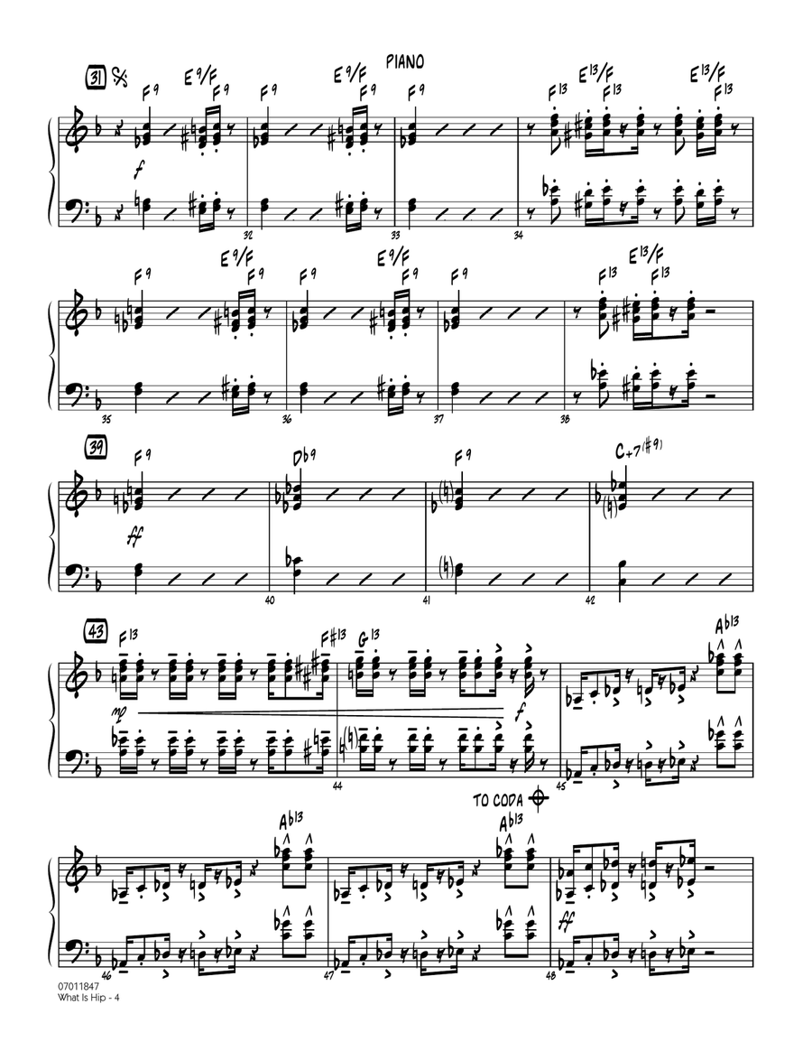 What Is Hip - Piano What Is Hip - Piano Jazz Ensemble scores gallery preview page 4