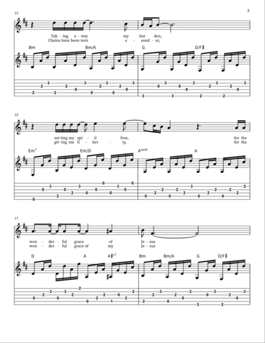 Wonderful Grace Of Jesus Guitar Tablature scores gallery preview page 3