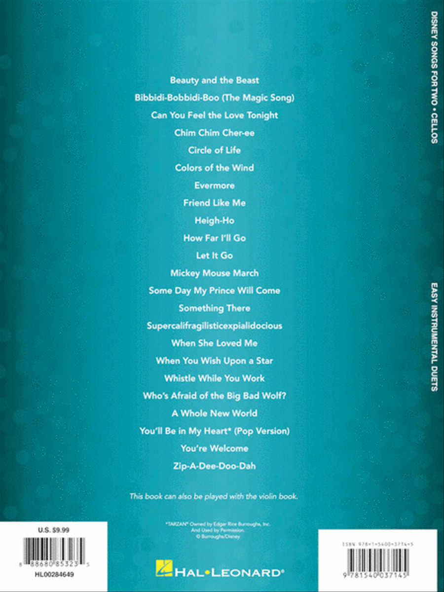 Disney Songs for Two Cellos String Duet scores gallery preview page 6