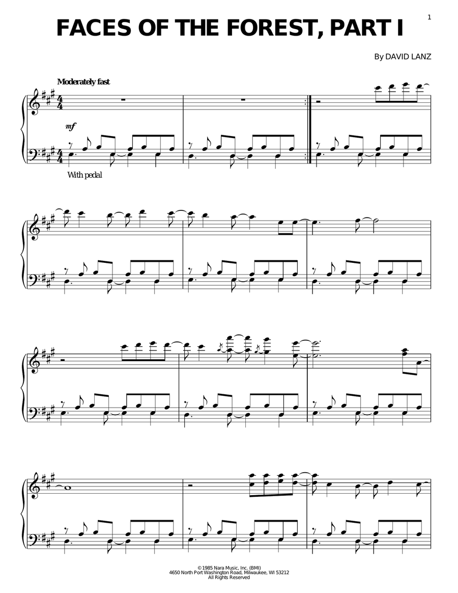 Faces Of The Forest, Part 1 Piano Solo scores gallery preview page 1