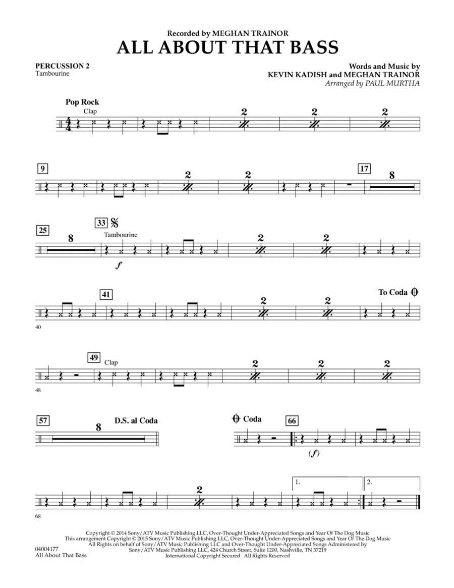 All About That Bass - Percussion 2 Concert Band scores gallery preview page 1