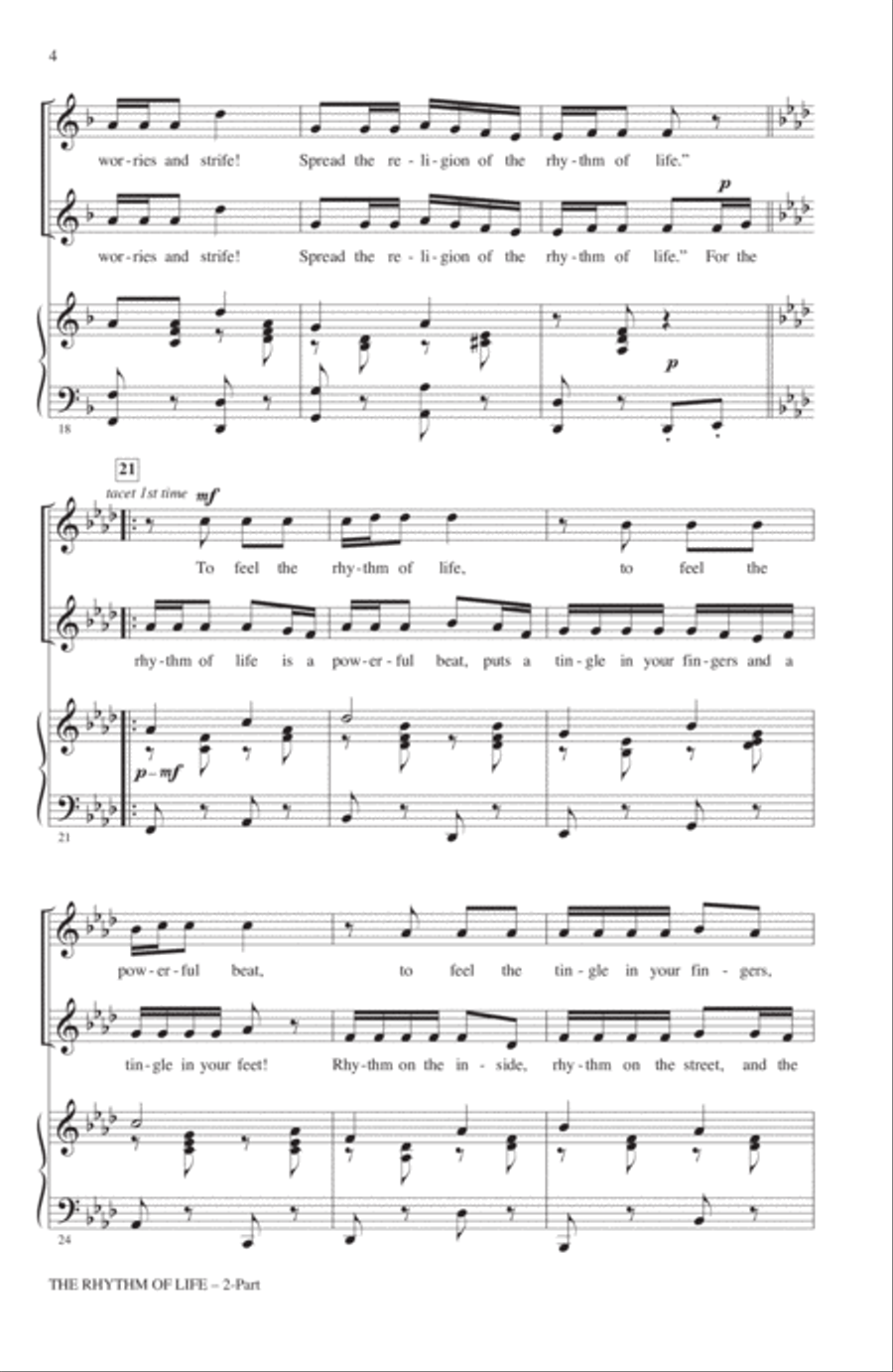 The Rhythm Of Life (from Sweet Charity) (arr. John Leavitt) 2-Part scores gallery preview page 3