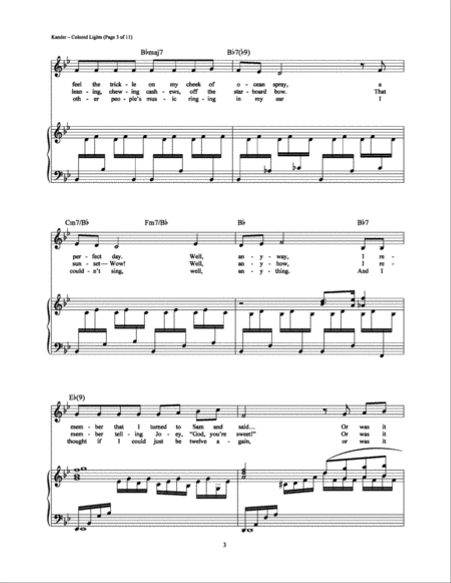 Colored Lights Colored Lights Piano, Vocal, Guitar scores gallery preview page 3