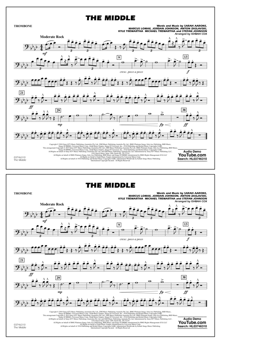The Middle (arr. Ishbah Cox) - Trombone
