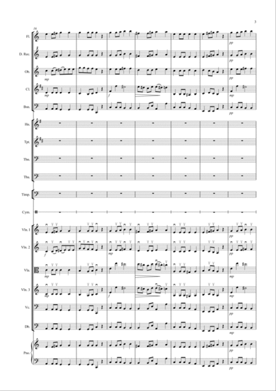 Beethoven Symphony No.7 (slow movement) for School Orchestra Full Orchestra scores gallery preview page 3