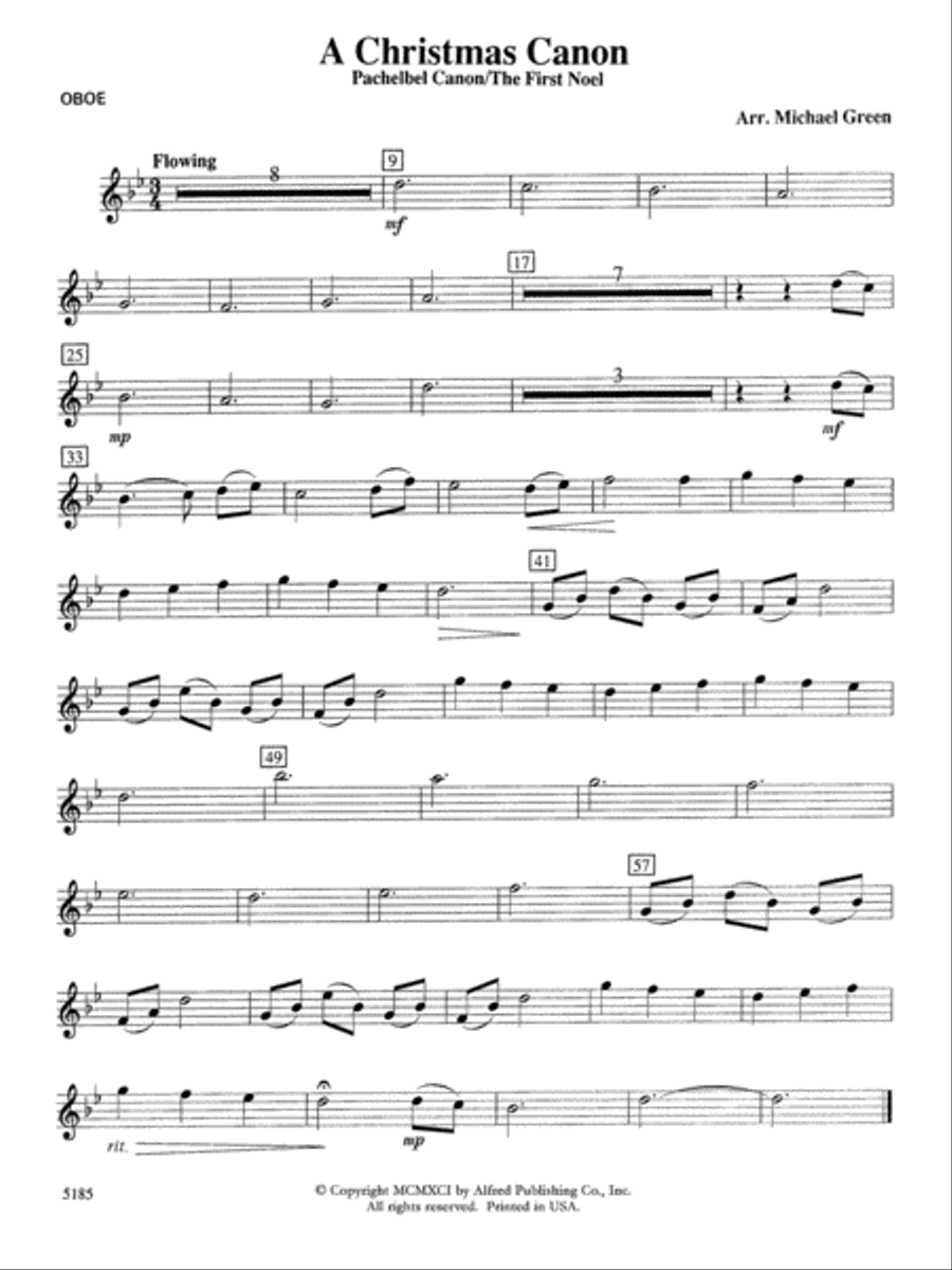 A Christmas Canon (Pachelbel Canon / The First Noel): Oboe Concert Band scores gallery preview page 1