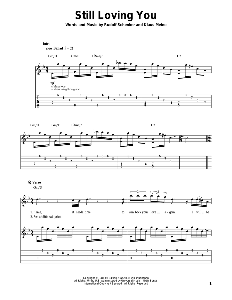 Still Loving You Acoustic Guitar scores gallery preview page 1