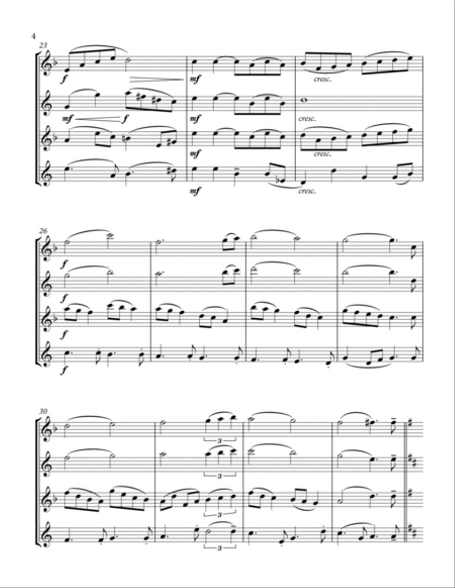 Can't Help Falling In Love Saxophone Quartet scores gallery preview page 4