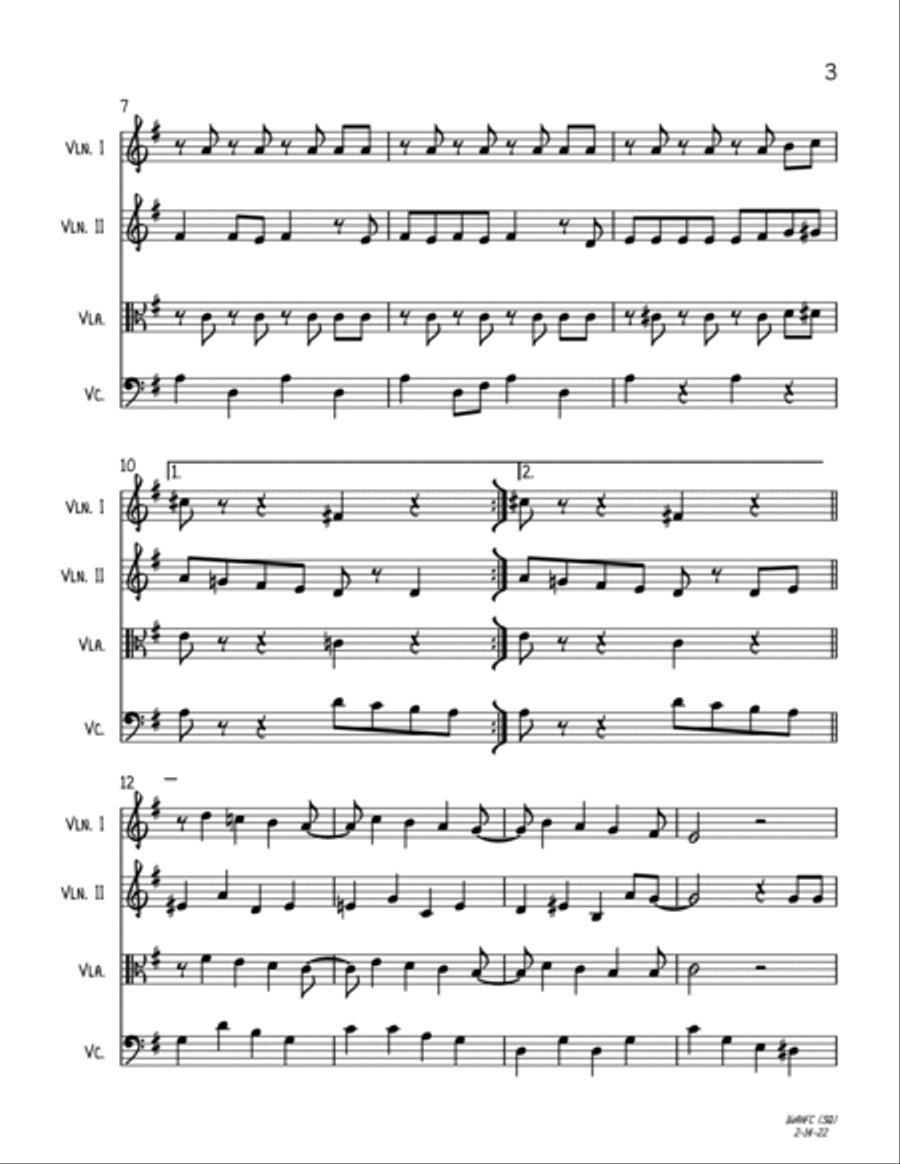 I Want A Hippopotamus For Christmas (Hippo The Hero) String Quartet scores gallery preview page 3