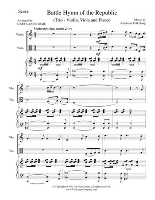 Book cover for BATTLE HYMN OF THE REPUBLIC (Trio– Violin, Viola and Piano/Score and Parts)