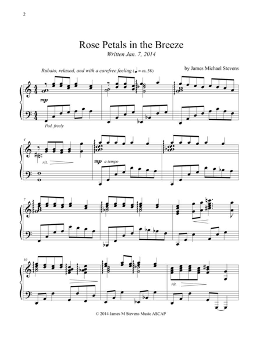Rose Petals in the Breeze Piano Solo scores gallery preview page 1
