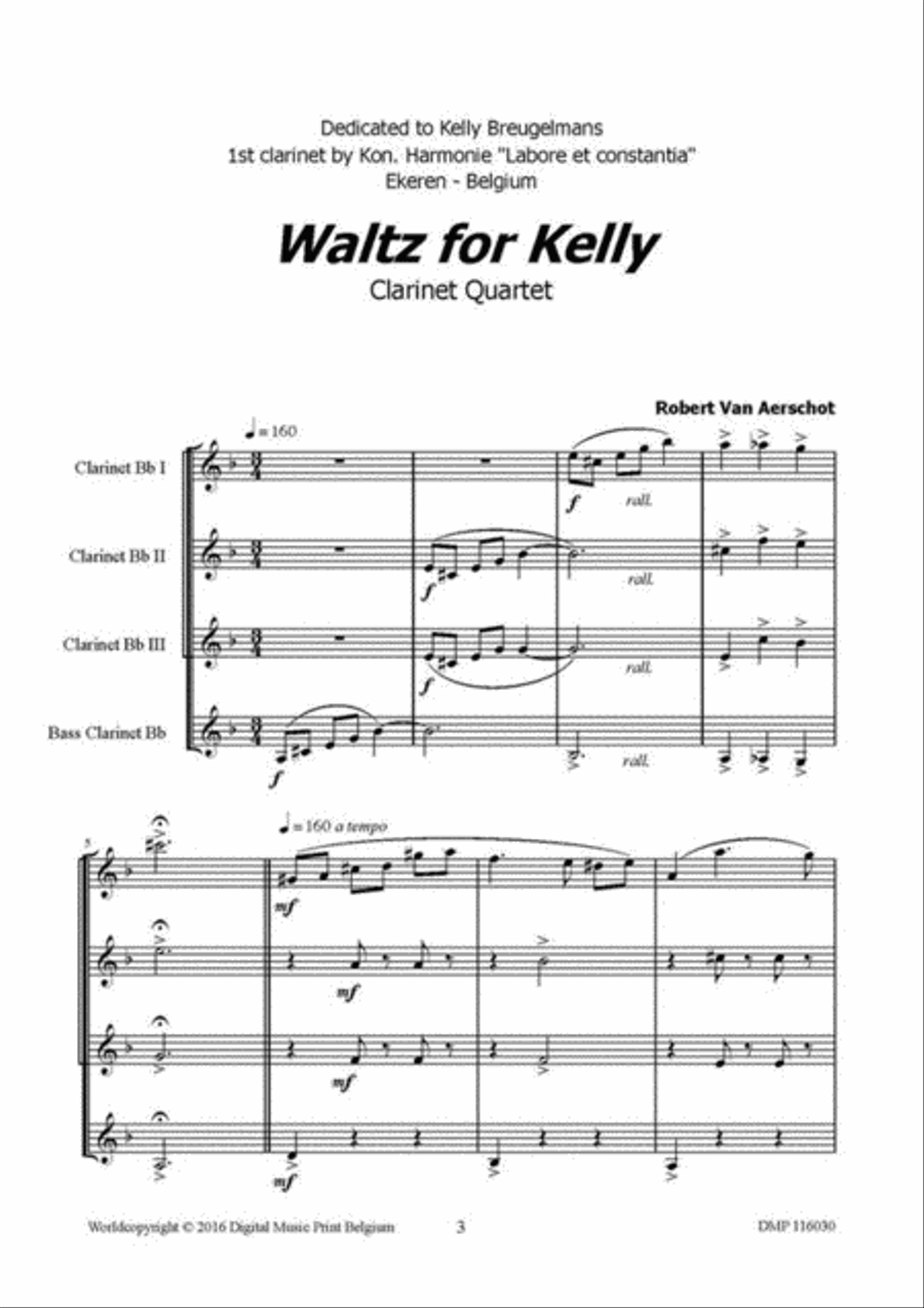 Waltz For Kelly Waltz For Kelly Clarinet Quartet scores gallery preview page 2
