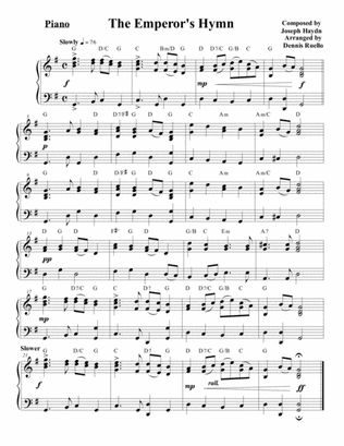 Book cover for The Emperor's Hymn - Franz Joseph Haydn - Intermediate Piano