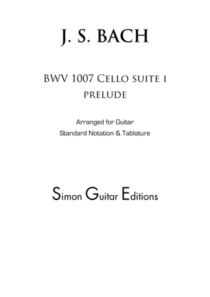 Book cover for Cello Suite I Prelude BWV 1007 for Classical Guitar (Tablature Edition)