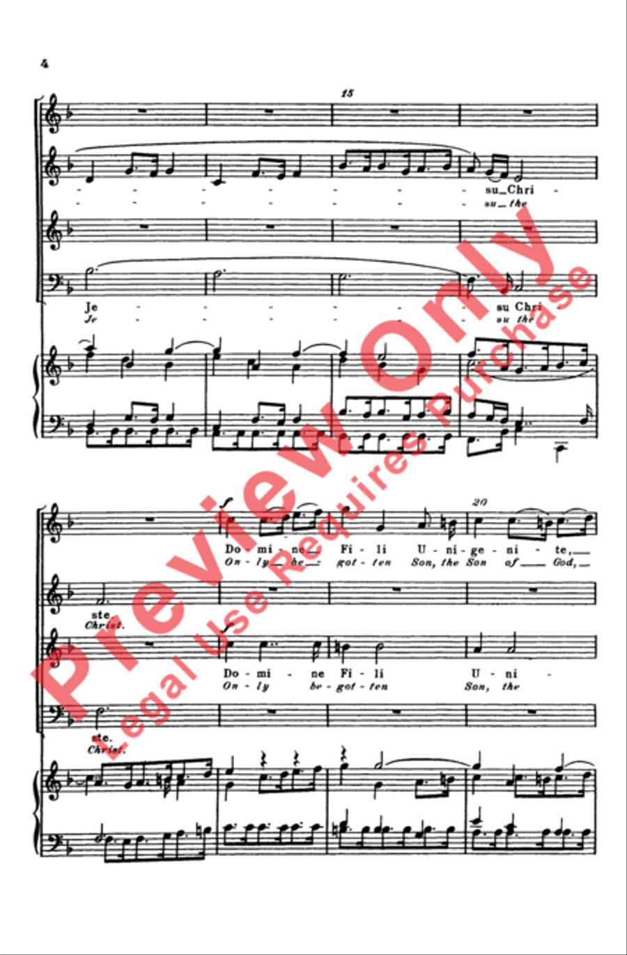 Domine Fili Unigenite (Only Begotten Son of God) 4-Part scores gallery preview page 4
