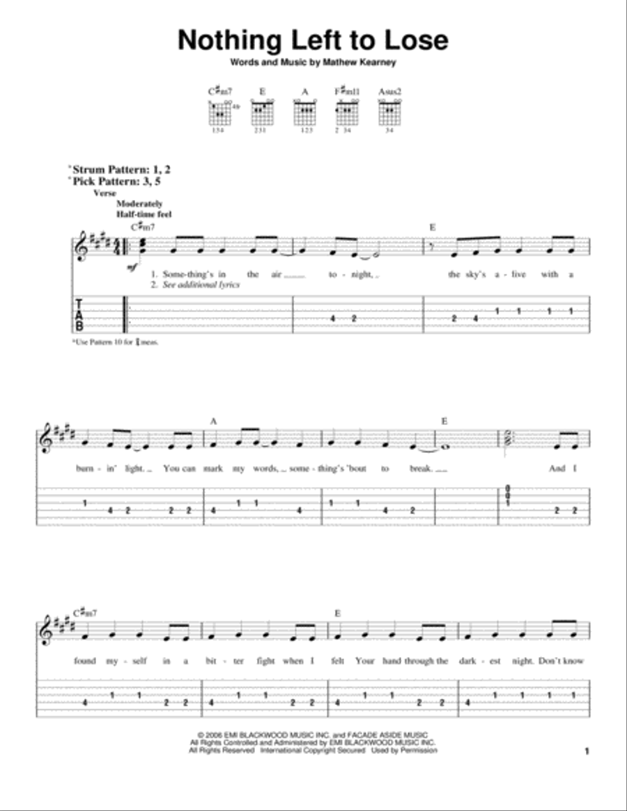 Nothing Left To Lose Acoustic Guitar scores gallery preview page 1