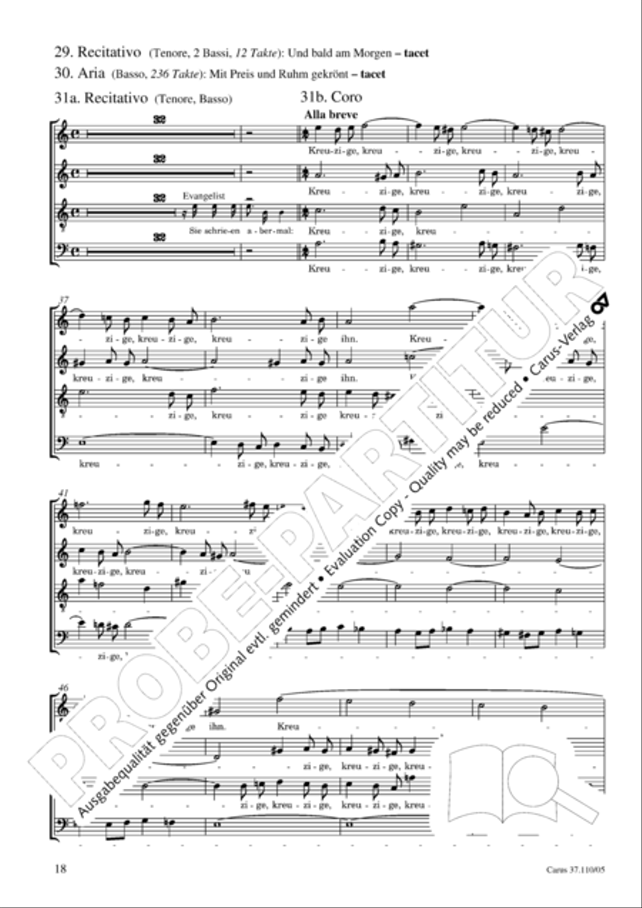 Markuspassion. Werkausgabe Reihe 1, Bd. 7 (Homilius) 4-Part scores gallery preview page 19