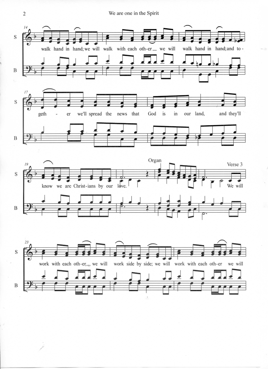 We are one in the Spirit (for SATB Choir) 4-Part scores gallery preview page 3