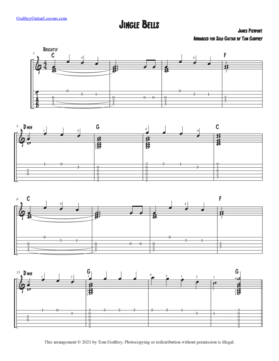 Jingle Bells Guitar Tablature scores gallery preview page 1