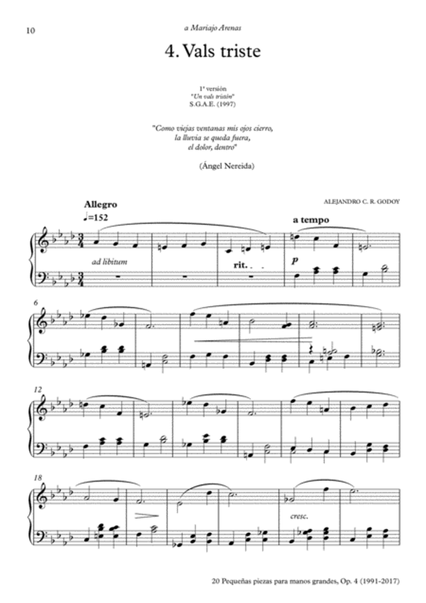 20 Piezas, Op. 4 (2017) No. 4. Vals triste image number null