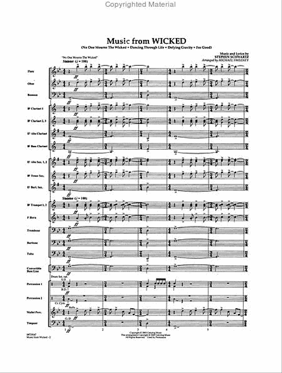 Music from “Wicked” Music from “Wicked” Concert Band scores gallery preview page 2