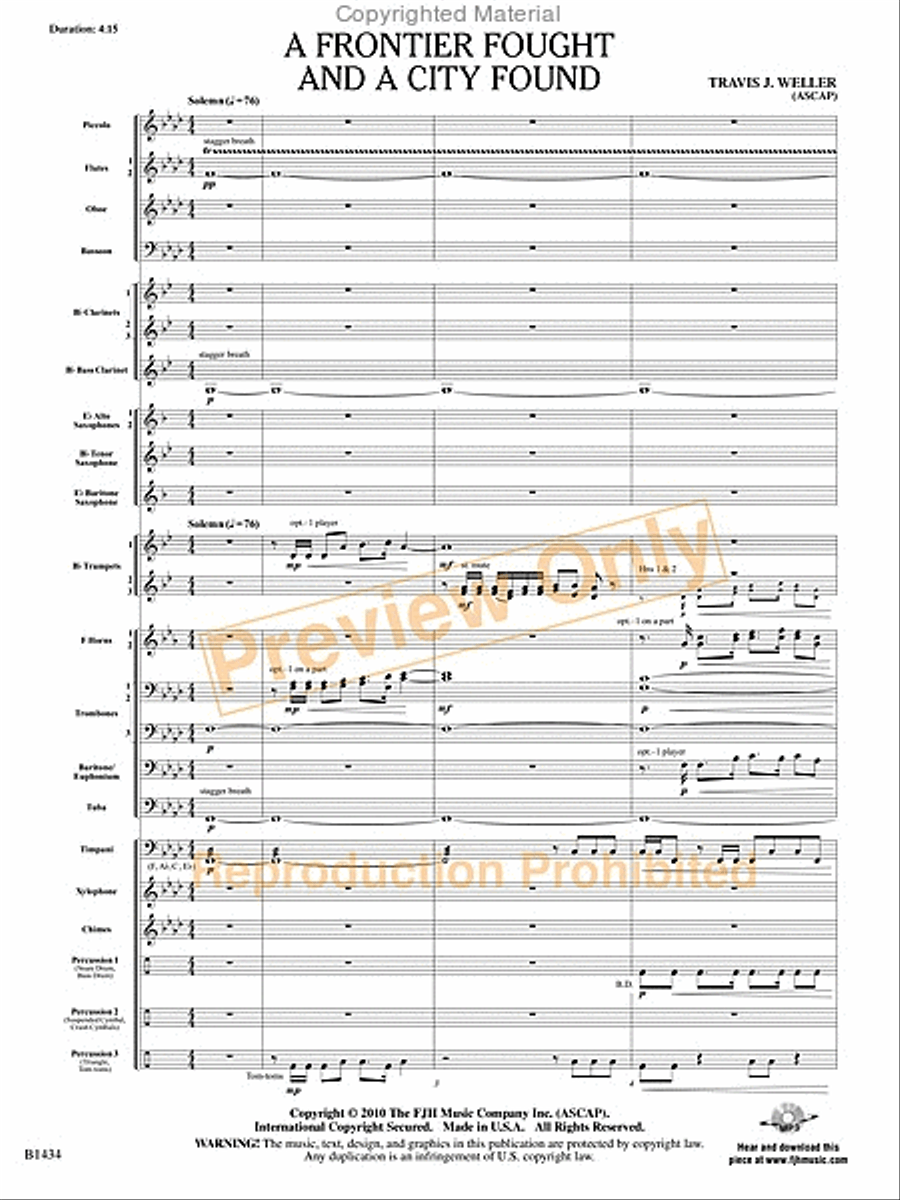 A Frontier Fought and a City Found Concert Band scores gallery preview page 25