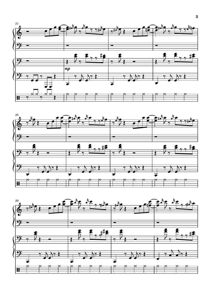 The Blue Danube, cha-cha style Easy Piano scores gallery preview page 3