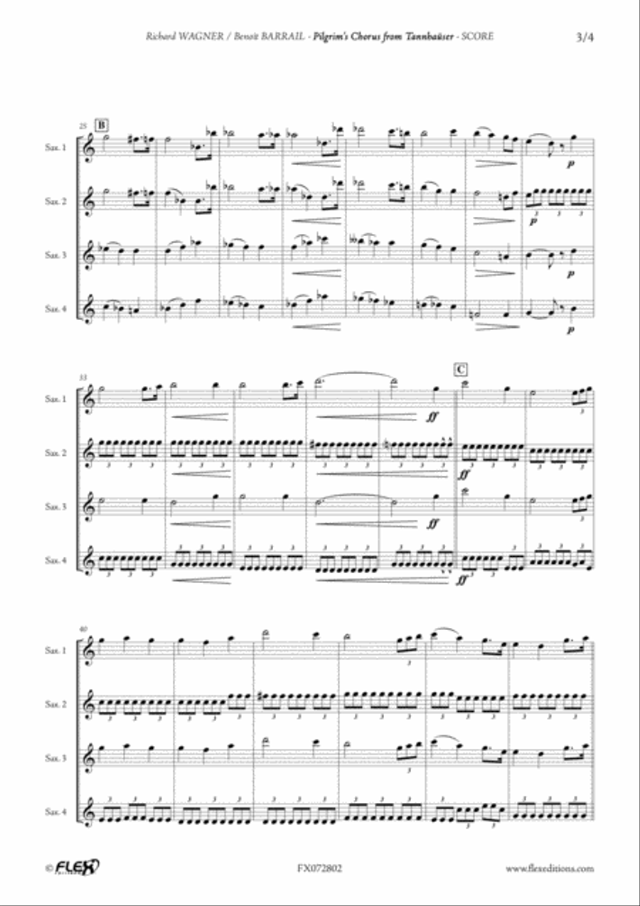 Pilgrim's Chorus from Tannhauser Saxophone Quartet scores gallery preview page 3