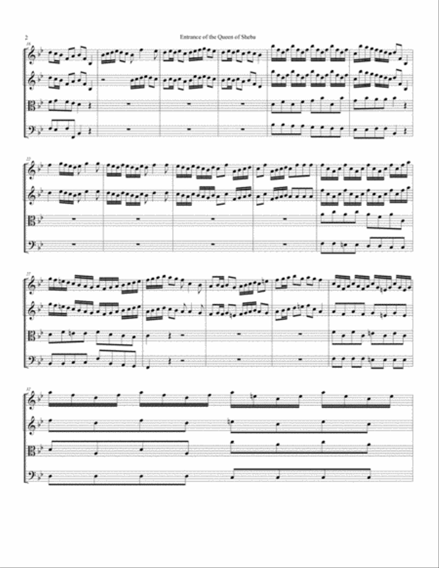 Entrance of the Queen of Sheba Entrance of the Queen of Sheba String Quartet scores gallery preview page 2
