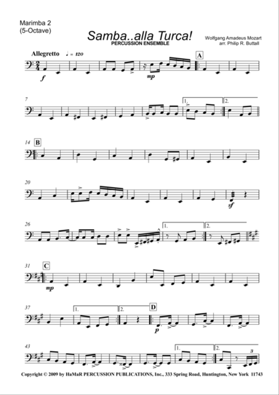 Samba. . .alla Turca! For Percussion Ensemble Percussion Ensemble scores gallery preview page 1