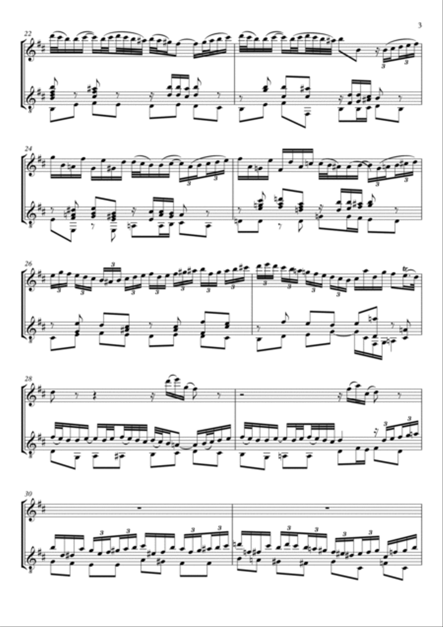 ANDANTE - SONATA I - BWV 1030 - J.S.BACH - FOR FLUTE AND GUITAR Chamber Music scores gallery preview page 4
