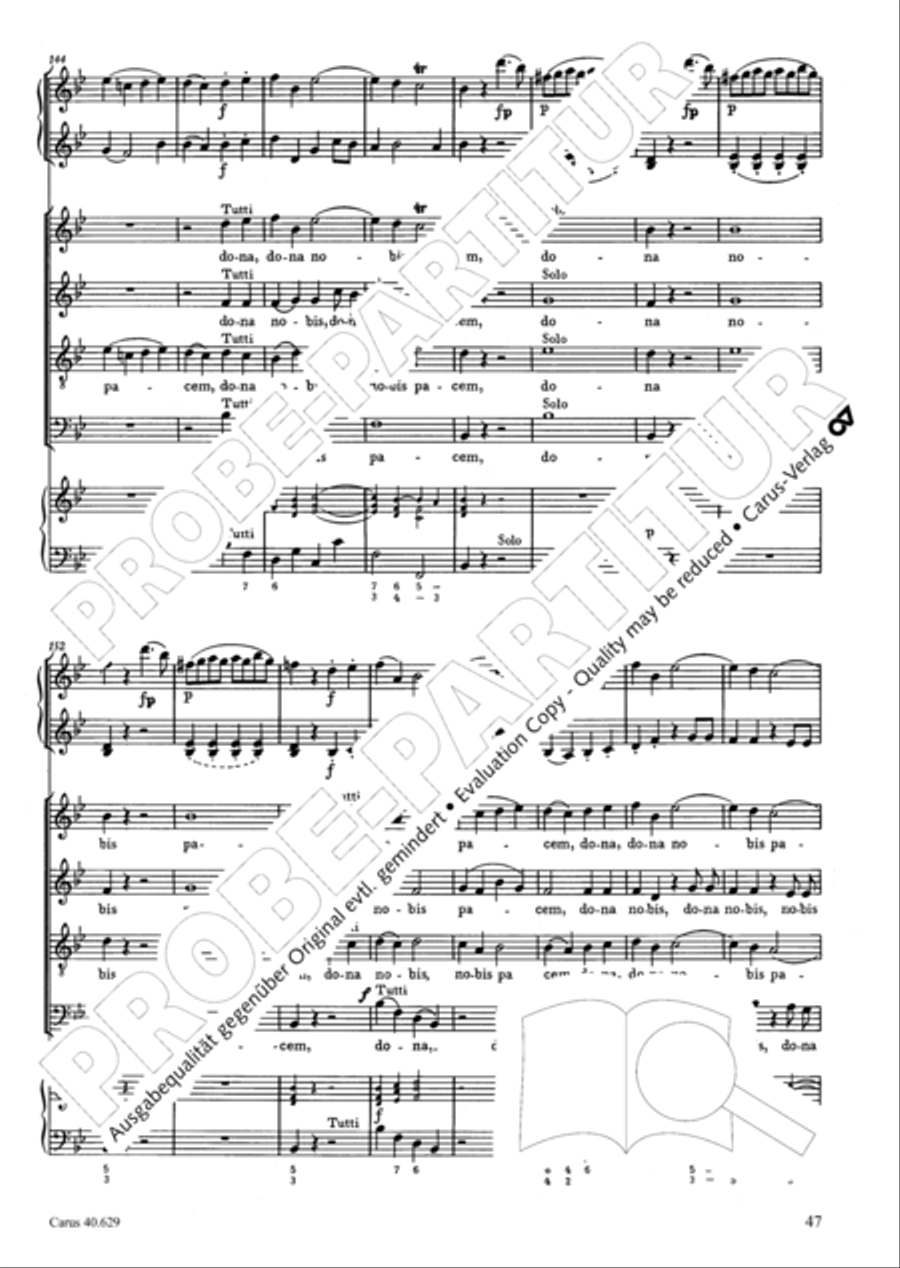 Missa brevis in B flat major 4-Part scores gallery preview page 48