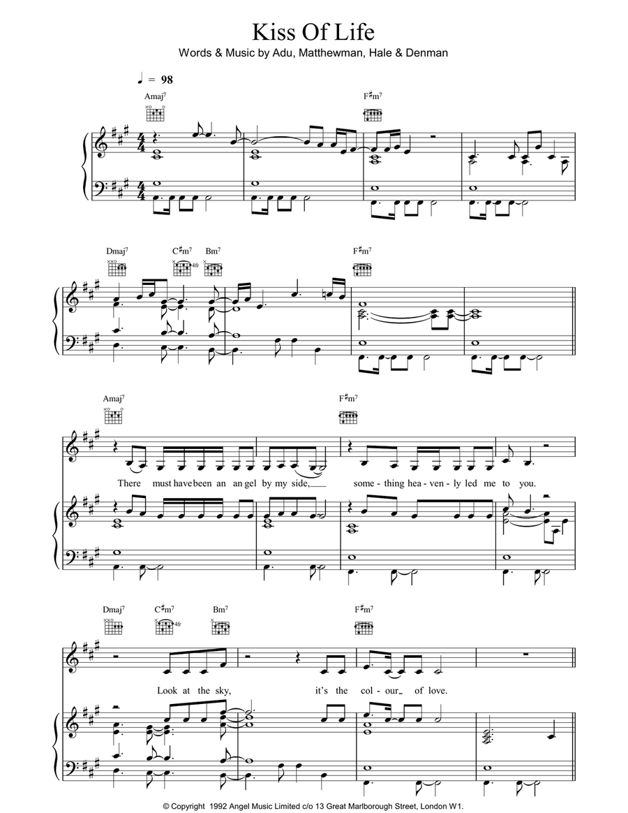 Kiss Of Life Acoustic Guitar scores gallery preview page 1
