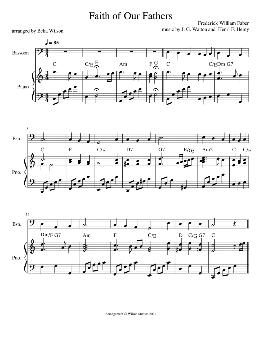 Faith of Our Fathers--bassoon solo Bassoon Solo scores gallery preview page 1