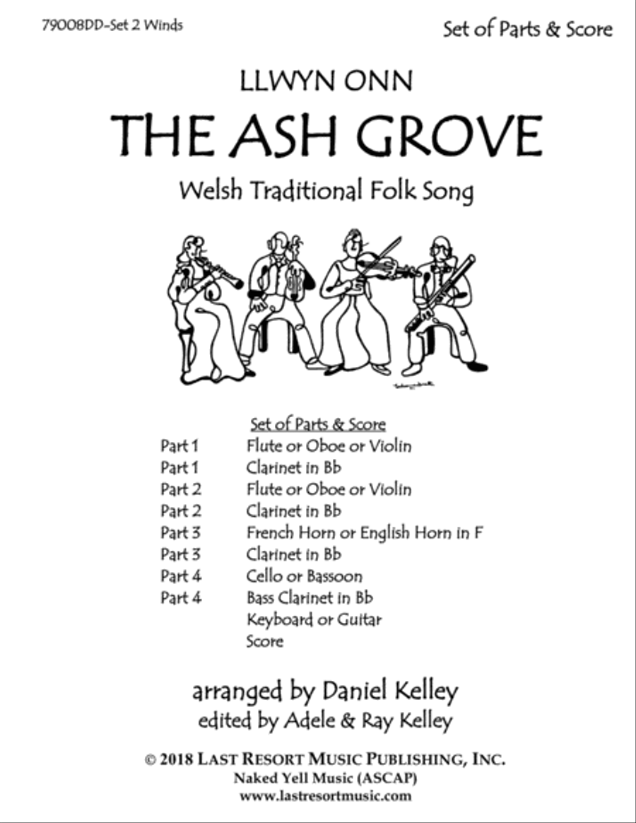 The Ash Grove for Wind Quartet (or Clarinet Quartet) (or Double Reed Quartet) plus optional Piano Pa Woodwind Quartet scores gallery preview page 3