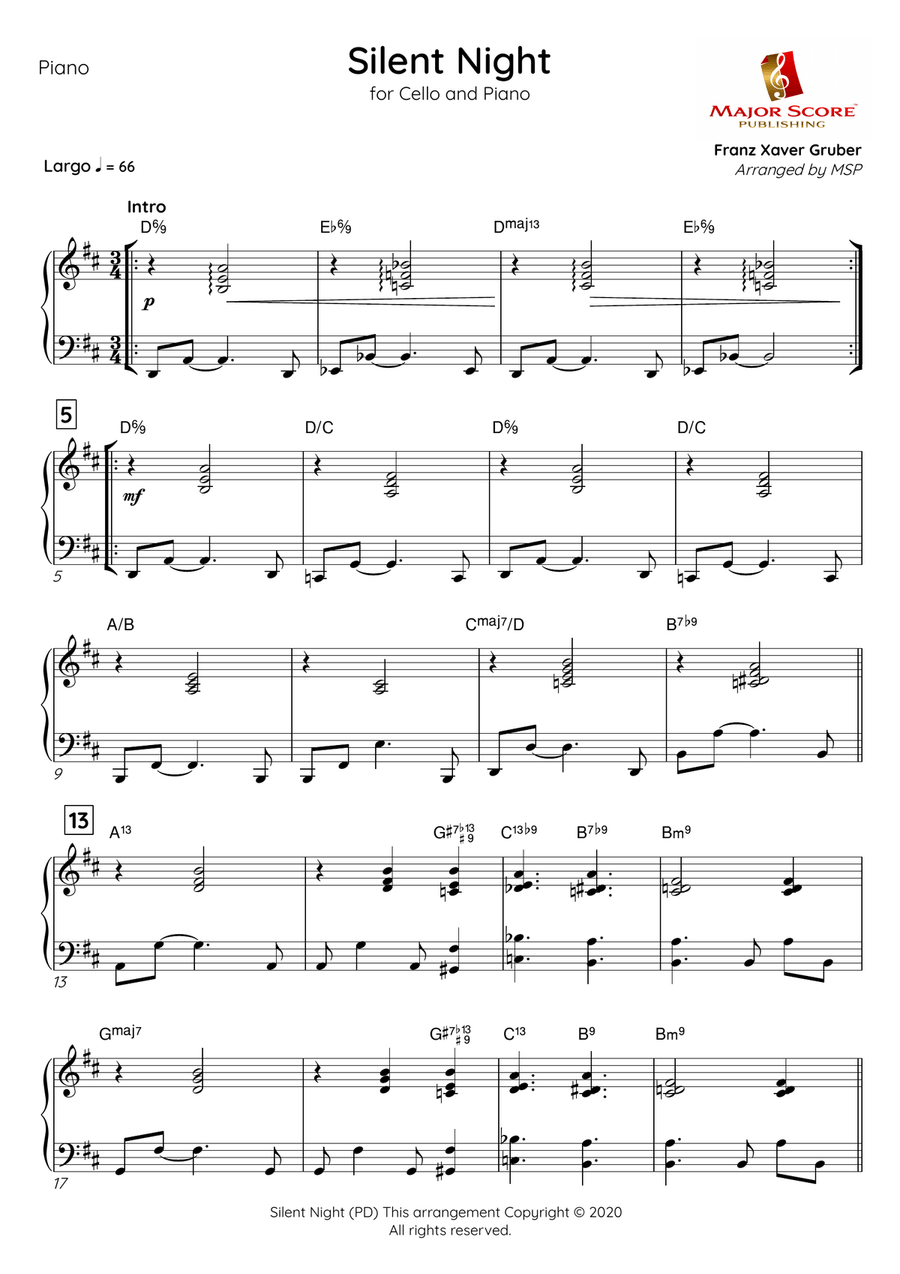 Silent Night | Cello & Piano (D) Piano scores gallery preview page 4