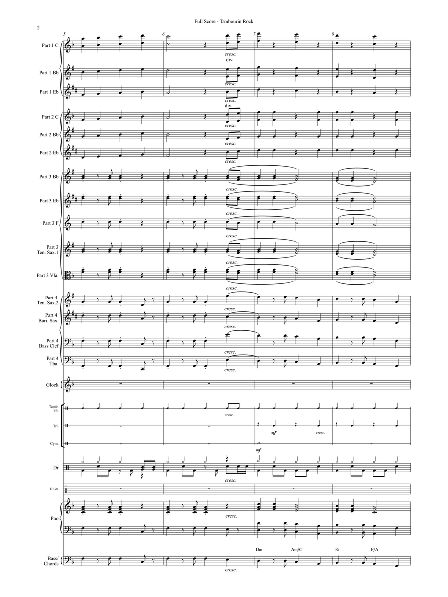 Tambourin Rock (Flexible Instrumentation) Concert Band scores gallery preview page 5