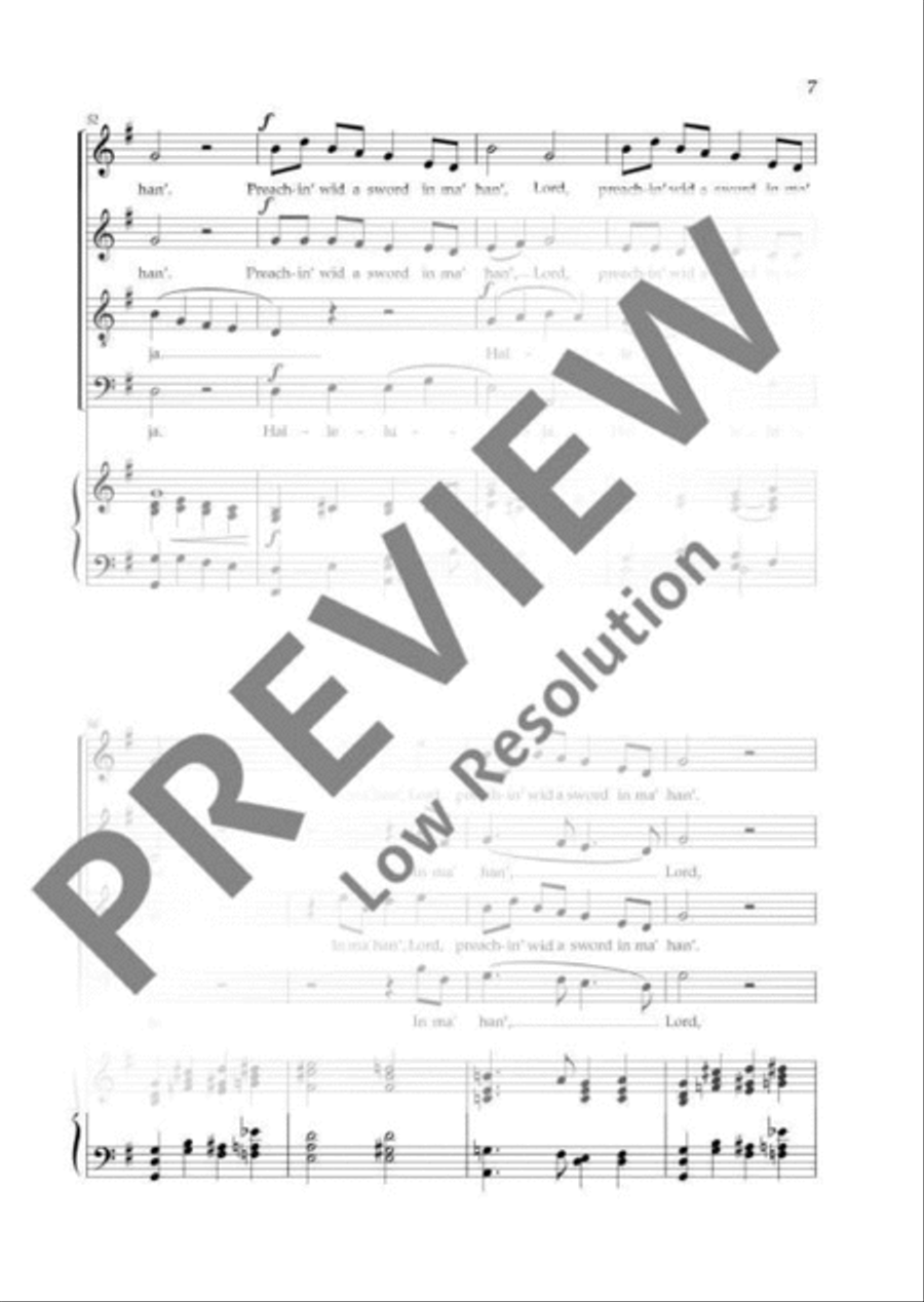 Singin’ wid a sword in ma han’, Lord 4-Part scores gallery preview page 8