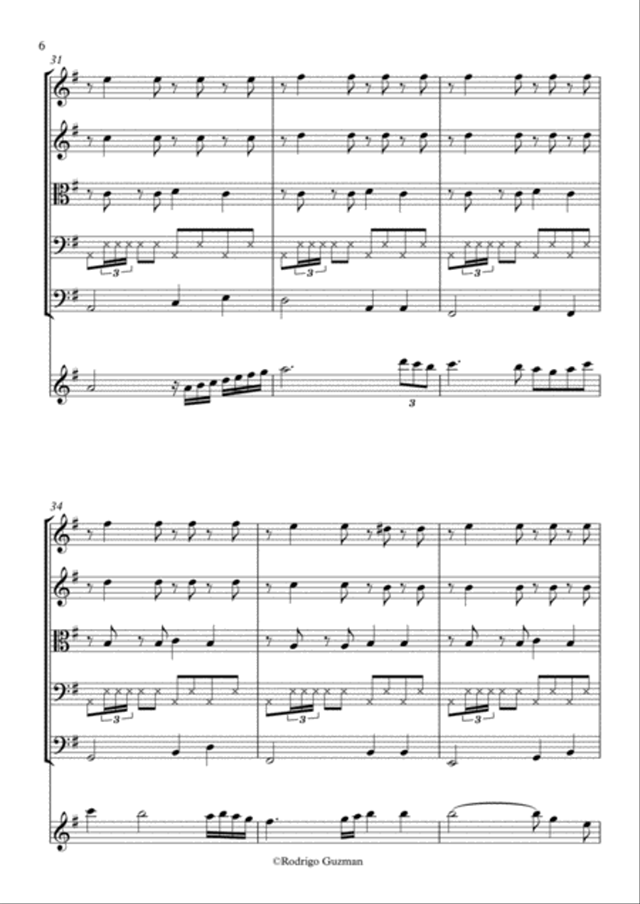 Cebollero - for Guitar and String Quintet Chamber Orchestra scores gallery preview page 6