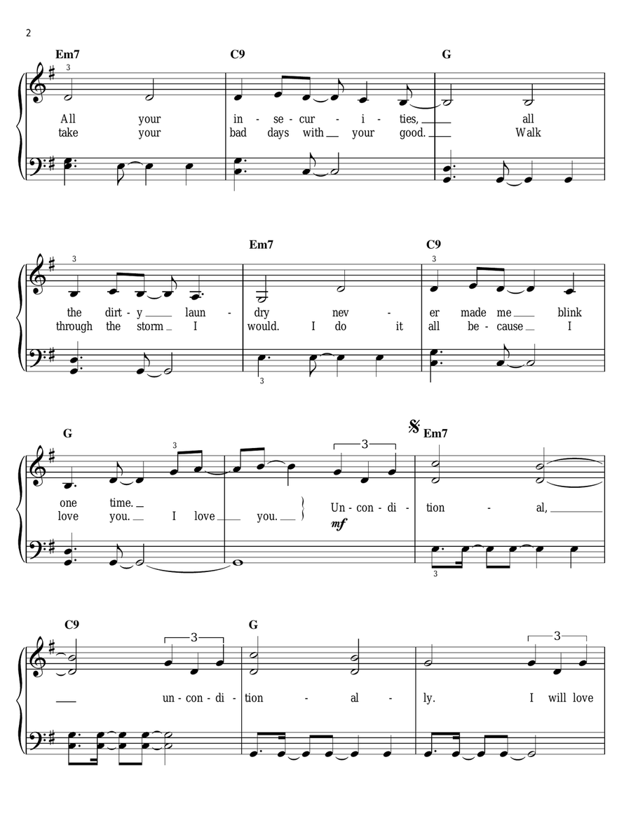Unconditionally Easy Piano scores gallery preview page 2
