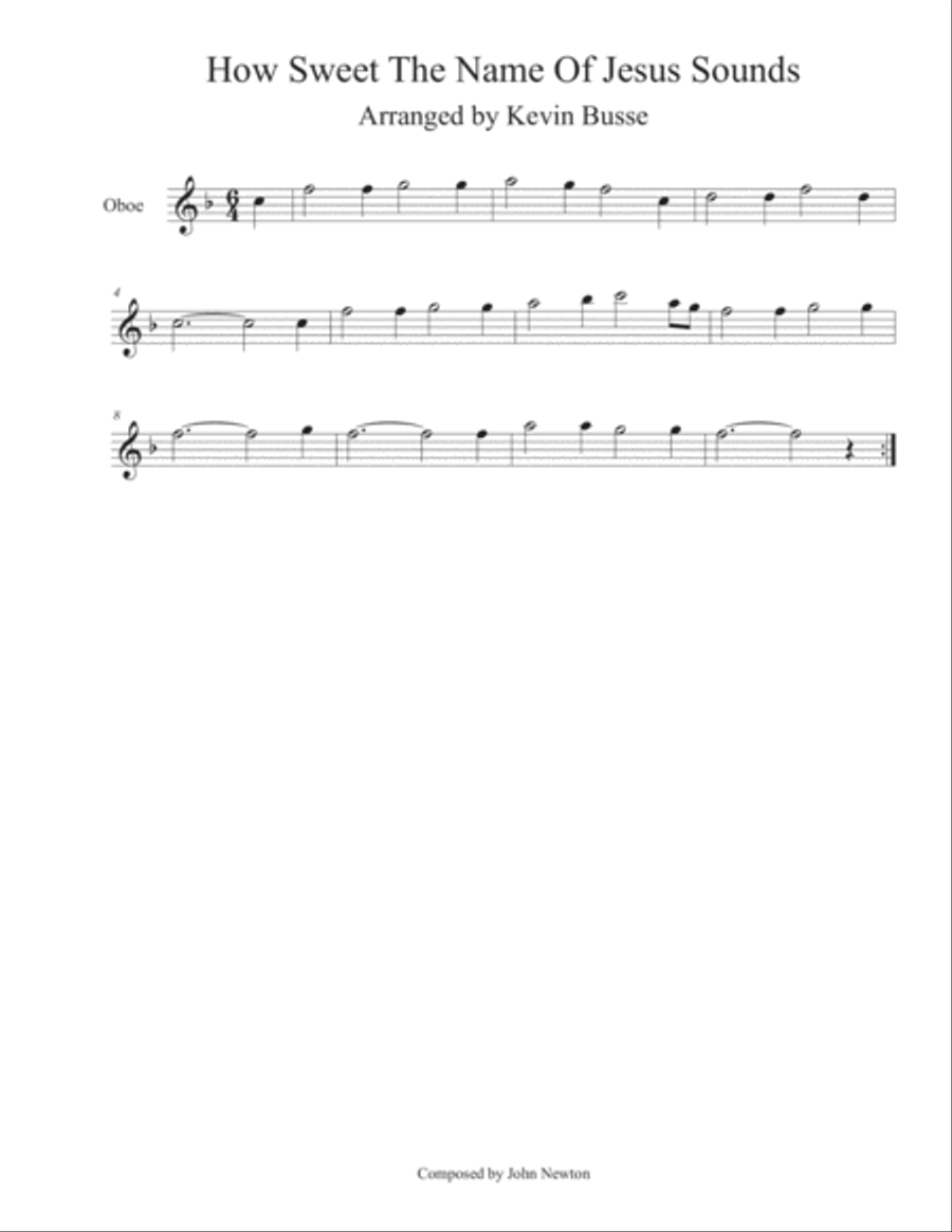 How Sweet The Name Of Jesus Sounds - Oboe Oboe Solo scores gallery preview page 1